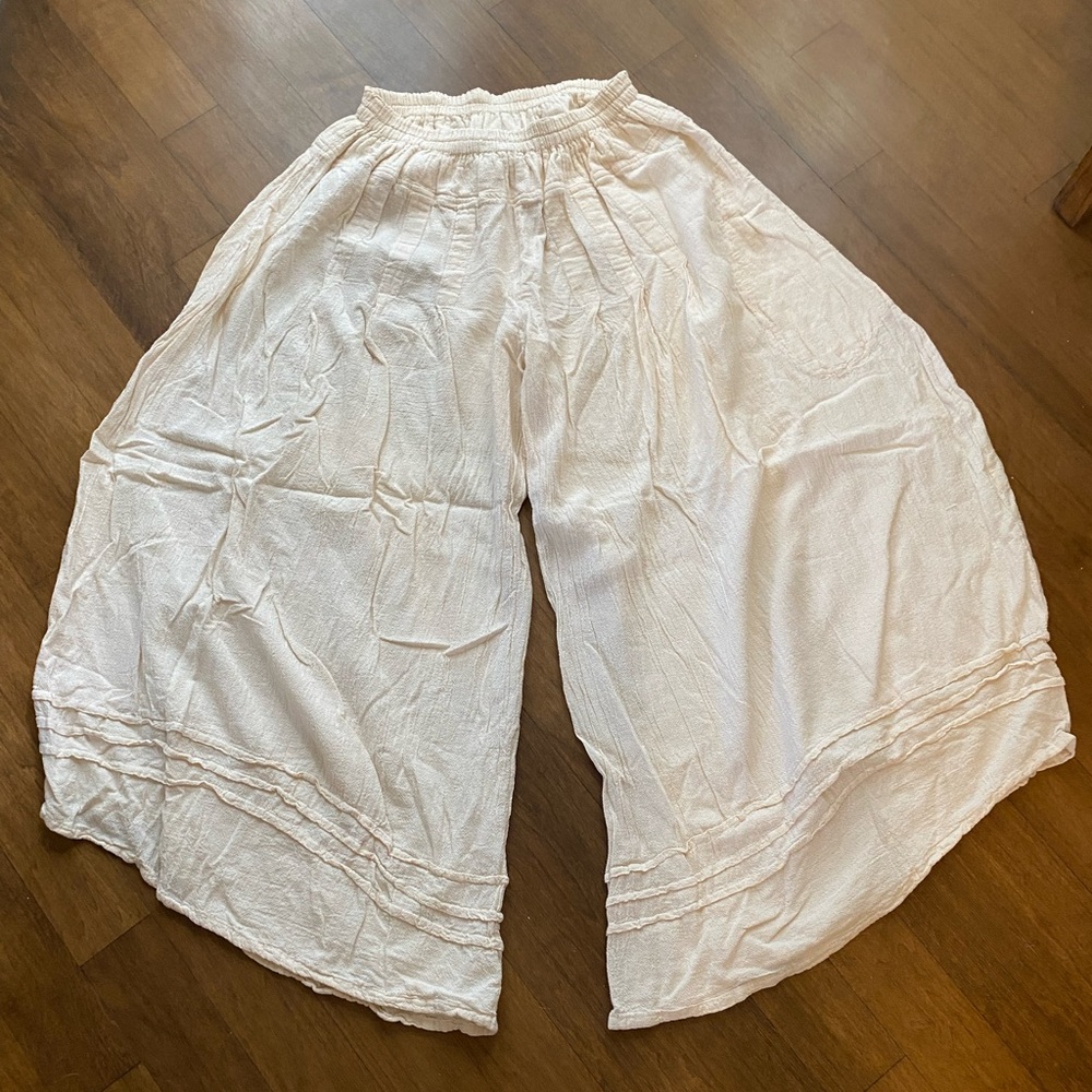 Barrel-shaped gauze cropped pants